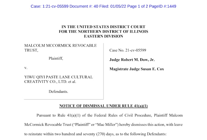 settlement for US intellectual property infringement case